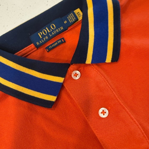 Ralph Lauren Polo in Red with Navy and Yellow Collar - Picture 1 of 3
